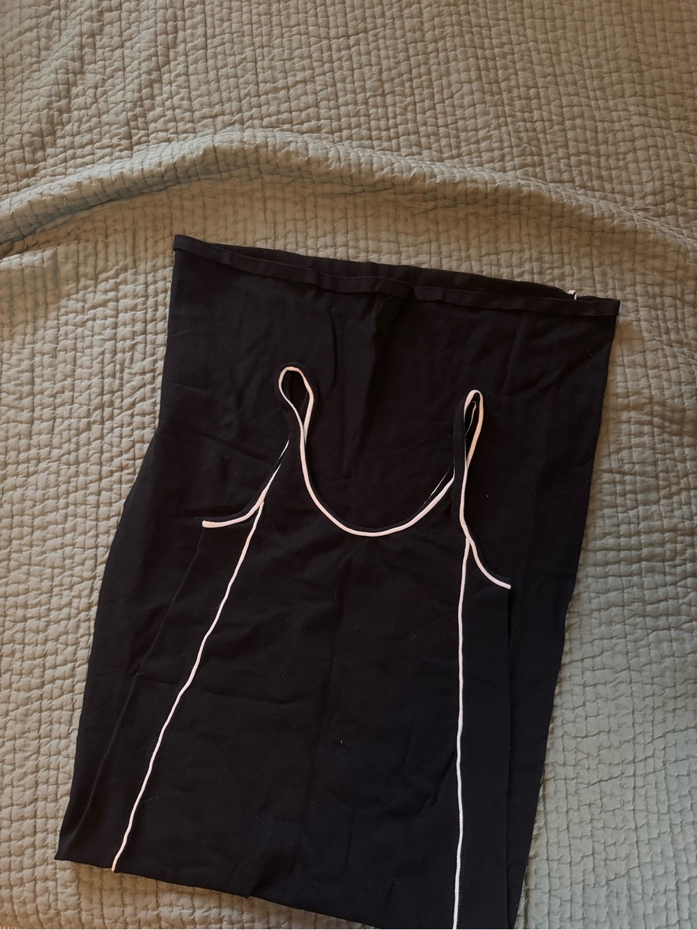 OYSHO Black Knit Maxi Dress with White Piping